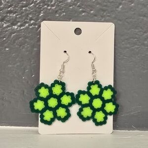 Honey Comb Flower Perler Bead Earrings